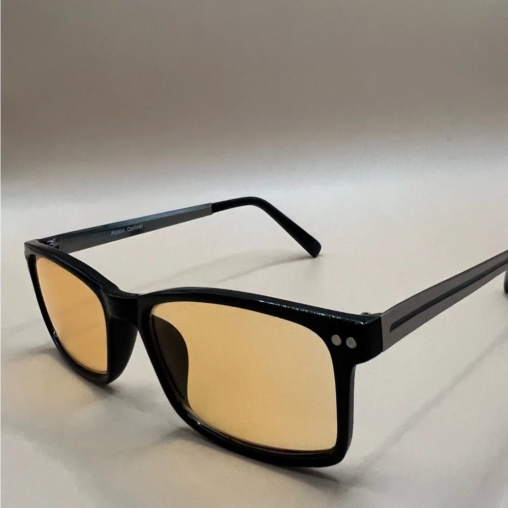 ABBOT OPTICAL-AMBER LENS-BLUE LIGHT BLOCKING GAMING/COMPUTER GLASSES-METAL ARMS